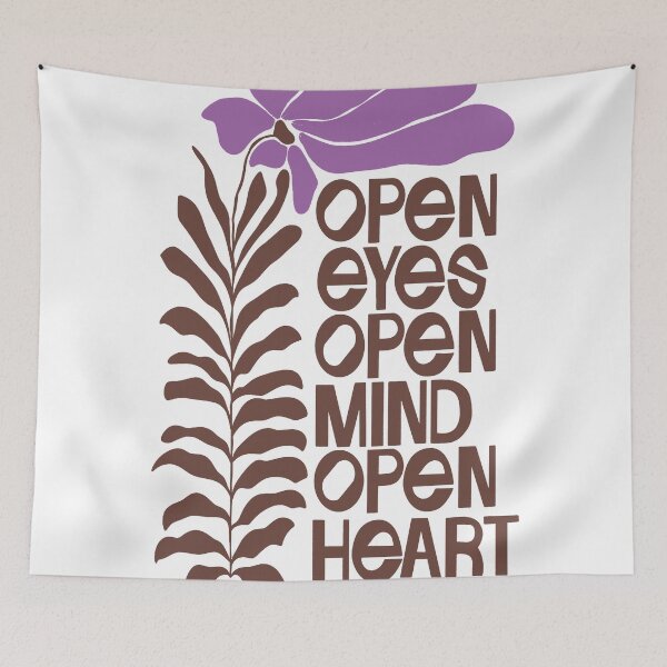 Item preview, Open Eyes Open Mind Open Heart – Retro Floral Typography designed and sold by andry01.