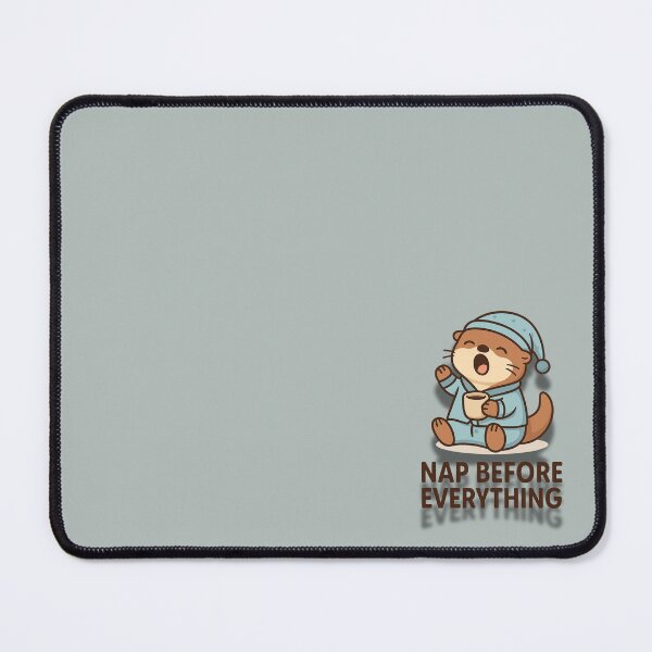 Item preview, Nap Before Everything – Cute Cartoon Otter in Pajamas Yawning Illustration designed and sold by konthai.familyart.