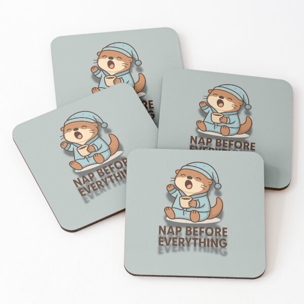 Item preview, Nap Before Everything – Cute Cartoon Otter in Pajamas Yawning Illustration designed and sold by konthai.familyart.