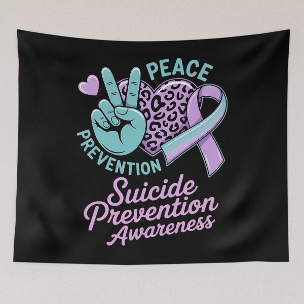 Item preview, Cinta verde azulado y morado para la prevención del suicidio, paz, amor y concientización designed and sold by aidenpier.