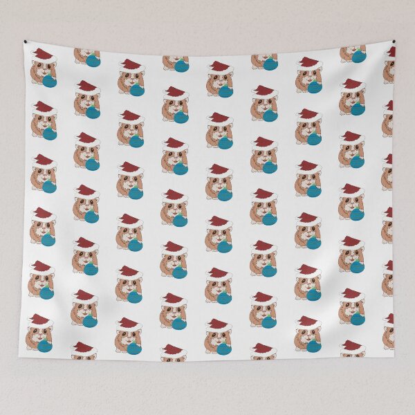 Item preview, Christmas Santa Hamster teal bauble designed and sold by Micki Moxie.