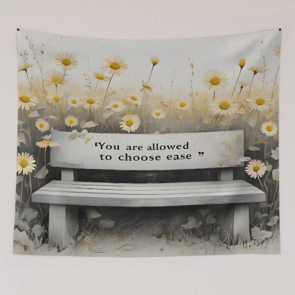 Item preview, You Are Allowed To Choose Ease, Surreal Botanical Sketch, Affirmation Art With Golden Shrub Daisy Flowers designed and sold by MoMidoStore.
