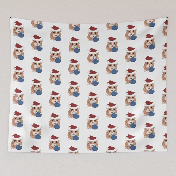 Item preview, Christmas Santa Hamster blue bauble designed and sold by Micki Moxie.
