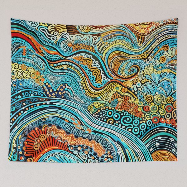Item preview, Sacred Waters Flow, Aboriginal Water Inspiration designed and sold by helgekerler.
