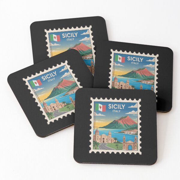 Item preview, Sicily Italy Flag & Landmarks Postage Stamp Sticker designed and sold by stickercuffs.