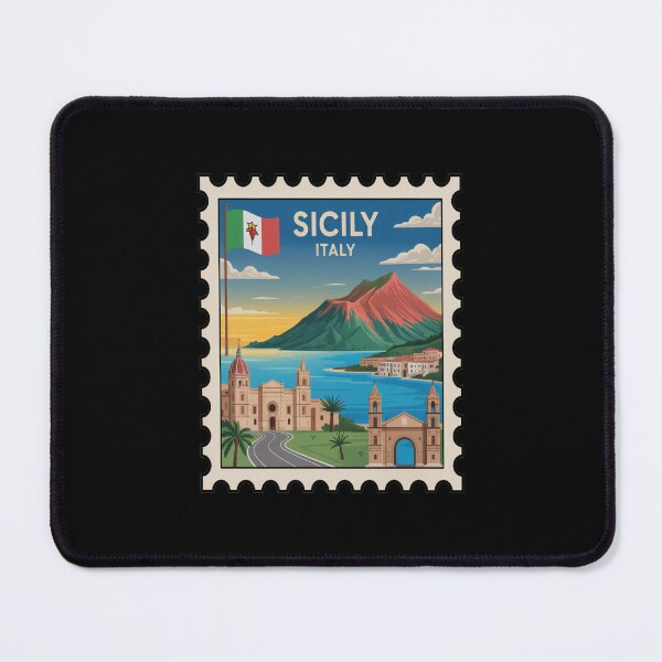 Item preview, Sicily Italy Flag & Landmarks Postage Stamp Sticker designed and sold by stickercuffs.