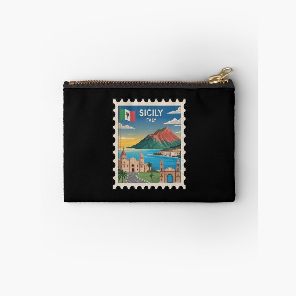 Item preview, Sicily Italy Flag & Landmarks Postage Stamp Sticker designed and sold by stickercuffs.