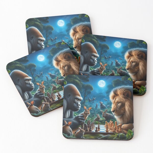 Item preview, gorilla and lion Chess playing designed and sold by Dogandesighn.