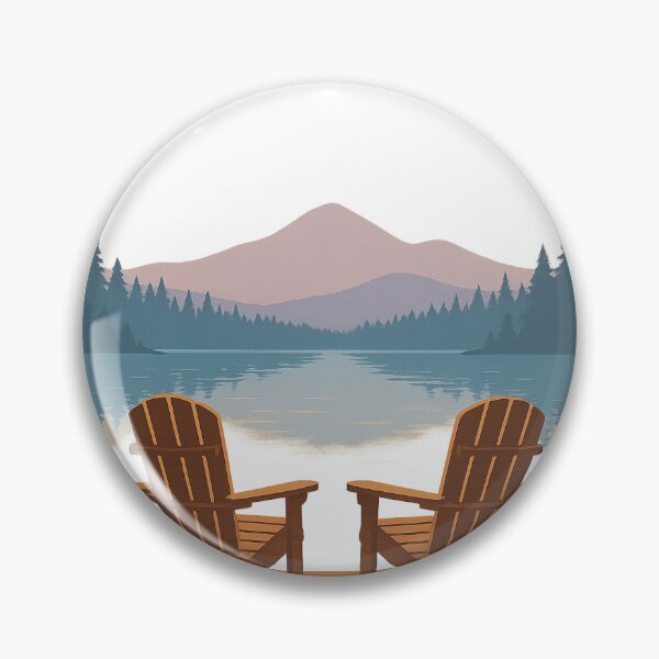 Item preview, Serene Adirondack Sunrise Chairs – Minimalist Lakeview PNG designed and sold by ravinduyas.