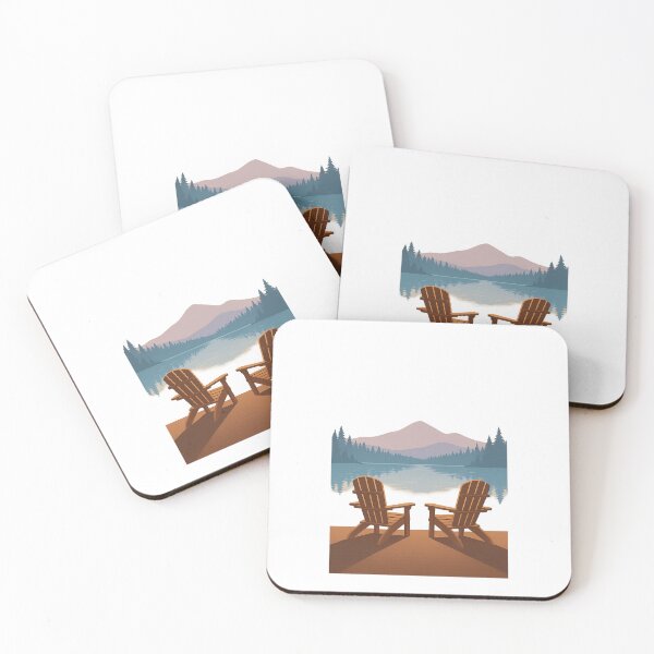 Item preview, Serene Adirondack Sunrise Chairs – Minimalist Lakeview PNG designed and sold by ravinduyas.