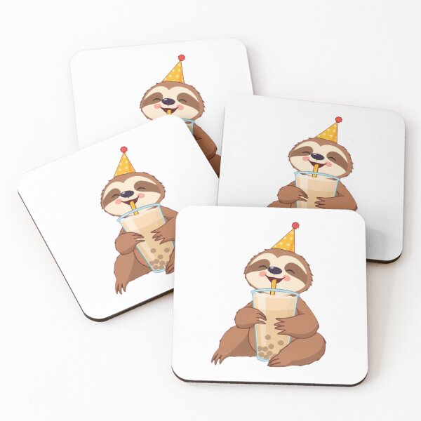 Item preview, Sloth Boba Tea Milk Chocolate Party Hat happy birthday kawaii gift funny christmas happy designed and sold by CheeseBlueprint.