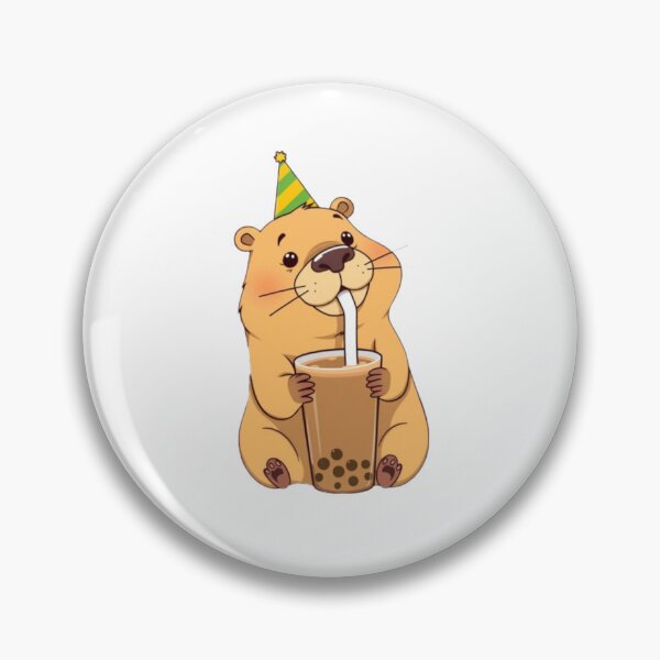Item preview, Capybara Boba Tea Milk Chocolate Party Hat happy birthday kawaii gift funny christmas happy designed and sold by CheeseBlueprint.
