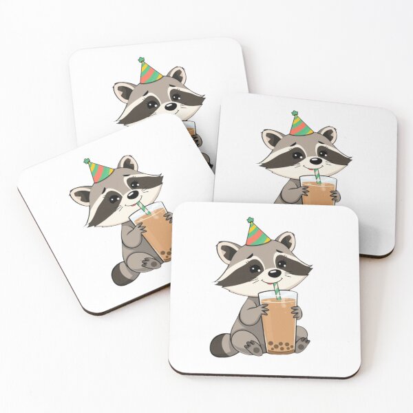 Item preview, Raccoon Boba Tea Milk Chocolate Party Hat happy birthday kawaii gift funny christmas happy designed and sold by CheeseBlueprint.