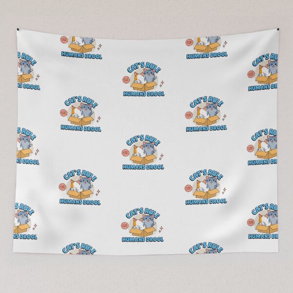 Item preview, Cat's Rule, Humans Drool - Cute Cat in a Box – Funny Cartoon Kitty Design designed and sold by chatzous.