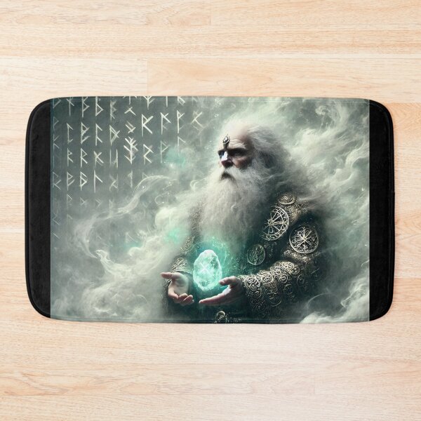 Item preview, "Dáinn – Norse Dwarf of Runes and Wisdom | Mystical Rune-Bearing Fantasy Art Print" designed and sold by Umbra666.