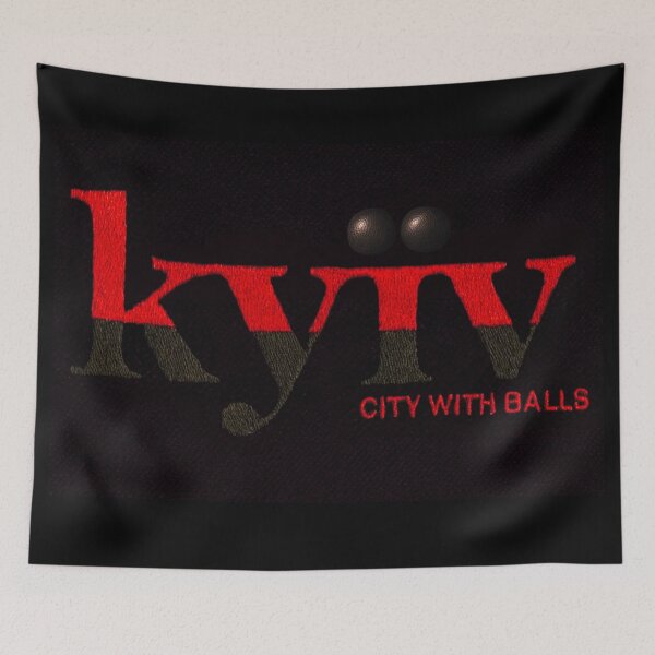 Item preview, Woven Kyiv Textile Bold Balls Fight designed and sold by Voodoo Store Paranormal Collections.