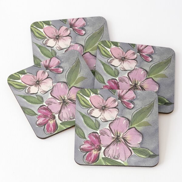 Item preview, Pink bloom on gray canvas designed and sold by Eau en couleur.