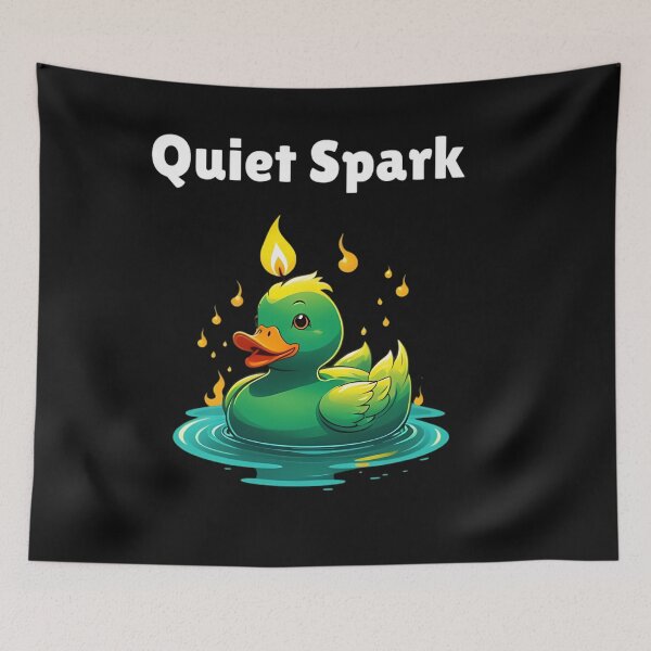 Item preview, Quiet Spark - Adorable Green Duck Floating Candle Art - Stoicism Quote designed and sold by LexaArtworks.