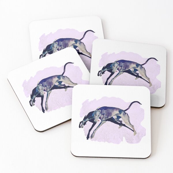 Item preview, A Happy Goofy Greyhound Leaping on a Summer Beach designed and sold by SanaBerzh.