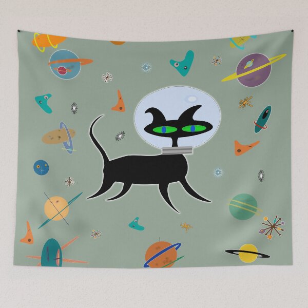 Item preview, MCM Cat Floating in Space designed and sold by WandaRichards.