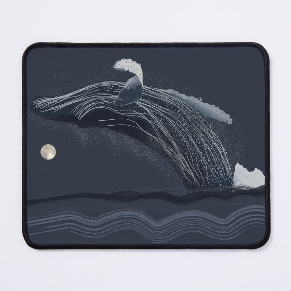 Item preview, Ocean Life Collection Majestic Blue Whale Under the Moon  no BG – Minimal Ocean Art designed and sold by Miza Drops.