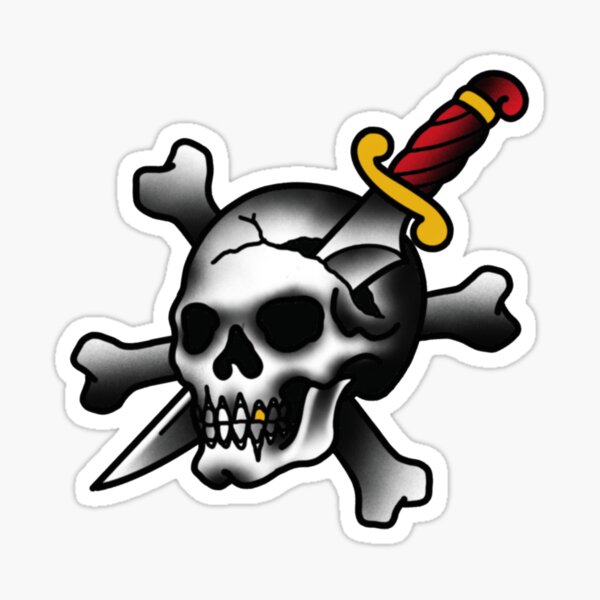 Item preview, Skull and Dagger Tattoo Sticker designed and sold by Dean Maddern Tattooist.
