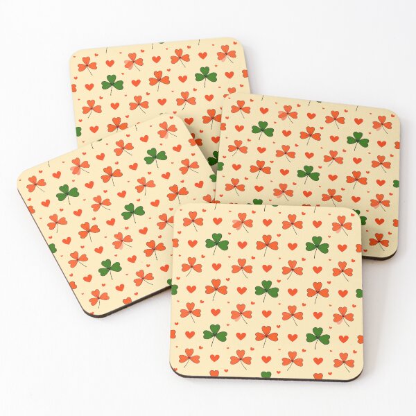 Item preview, Green, red and heart-shaped clover leaves designed and sold by PattaZone.