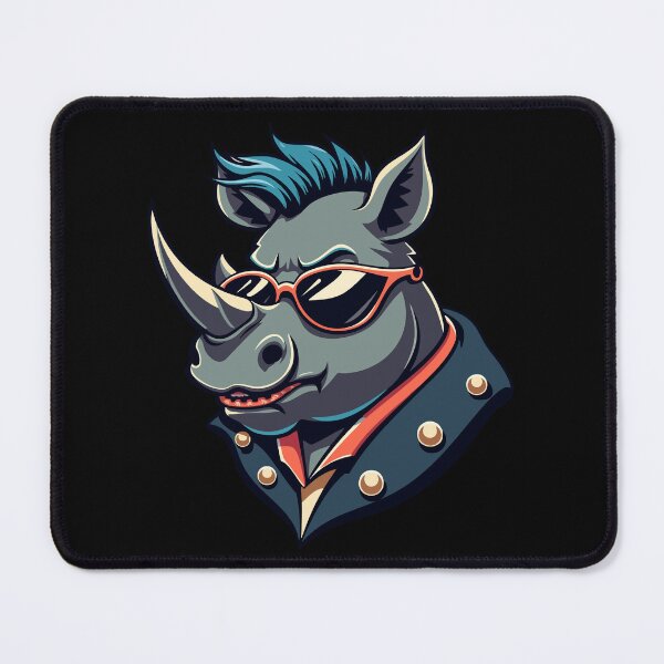 Item preview, Rock rhino – punk rhino with mohawk and sunglasses designed and sold by Hans-Design.