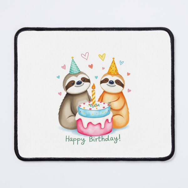 Item preview, Sloth Couple Birthday Cake love heart happy kawaii gift christmas designed and sold by CheeseBlueprint.