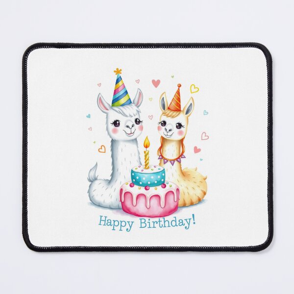 Item preview, Llama Couple Birthday Cake love heart happy kawaii gift christmas designed and sold by CheeseBlueprint.