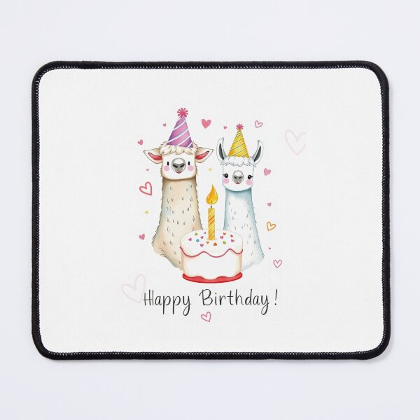 Item preview, Llama Couple Birthday Cake love heart happy kawaii gift christmas designed and sold by CheeseBlueprint.