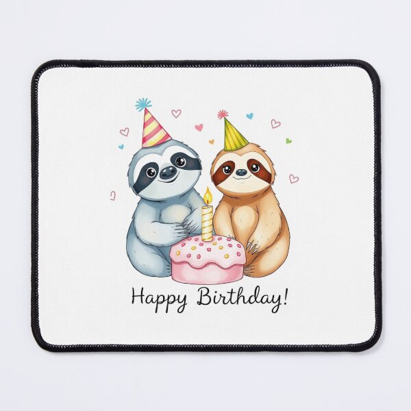 Item preview, Sloth Couple Birthday Cake love heart happy kawaii gift christmas designed and sold by CheeseBlueprint.