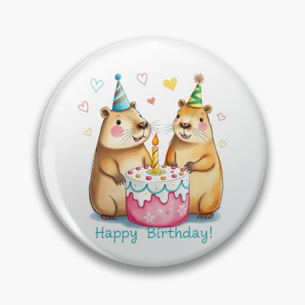 Item preview, Capybara Couple Birthday Cake love heart happy kawaii gift christmas designed and sold by CheeseBlueprint.
