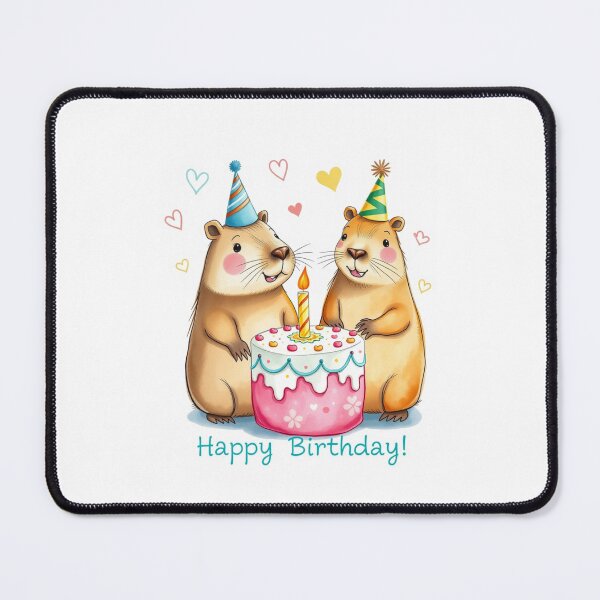 Item preview, Capybara Couple Birthday Cake love heart happy kawaii gift christmas designed and sold by CheeseBlueprint.