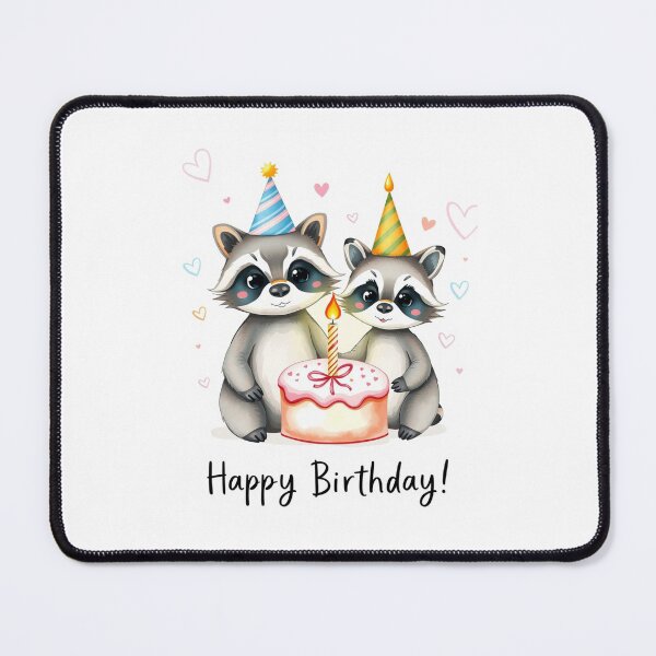 Item preview, Raccoon Couple Birthday Cake love heart happy kawaii gift christmas designed and sold by CheeseBlueprint.