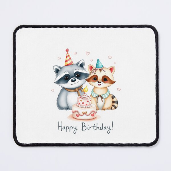 Item preview, Raccoon Couple Birthday Cake love heart happy kawaii gift christmas designed and sold by CheeseBlueprint.
