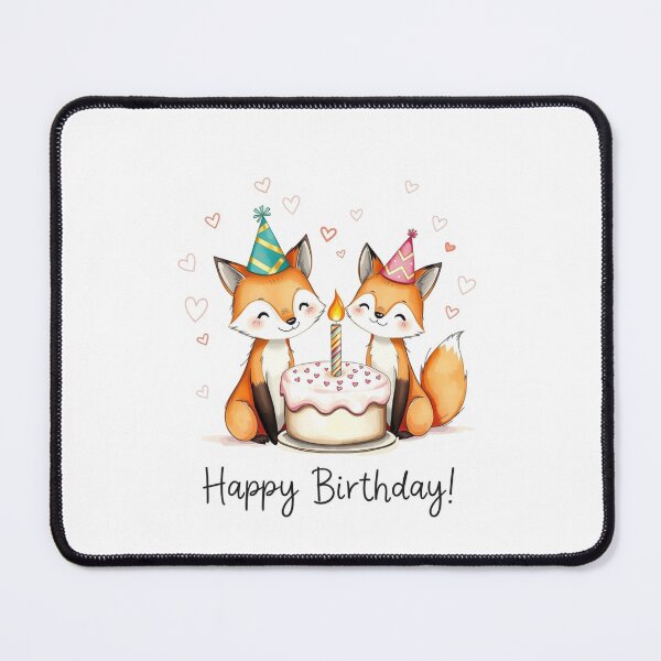 Item preview, Fox Couple Birthday Cake love heart happy kawaii gift christmas designed and sold by CheeseBlueprint.
