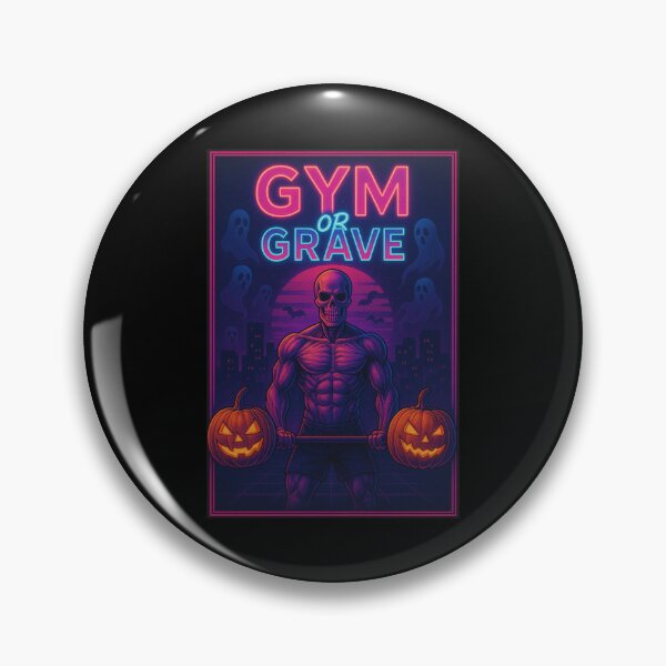 Item preview, Gym or Grave – Neon Halloween Workout Skeleton designed and sold by Neon Nightmare.