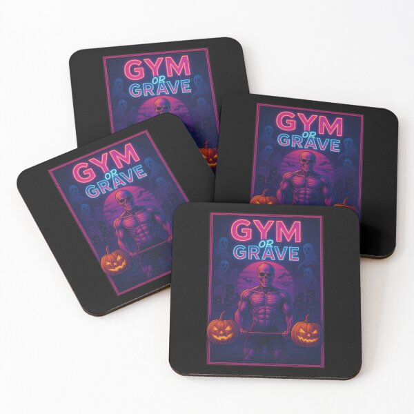 Item preview, Gym or Grave – Neon Halloween Workout Skeleton designed and sold by Neon Nightmare.