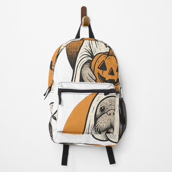 Item preview, Cute Halloween Walrus Ghost with Pumpkin | Spooky Sea Creature Art designed and sold by haitrieuic96.