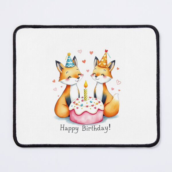 Item preview, Fox Couple Birthday Cake love heart happy kawaii gift christmas designed and sold by CheeseBlueprint.