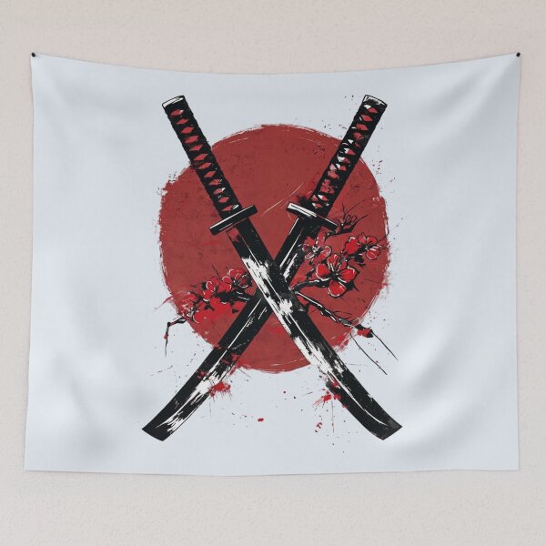 Item preview, Crossed Katanas With Cherry Blossom designed and sold by Aise06.