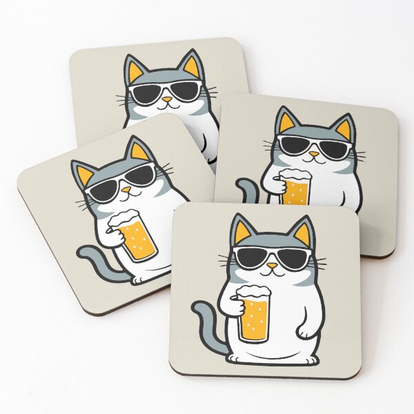 Item preview, funny cat in sunglasses holding a glass of beer designed and sold by Mike Kiev art.
