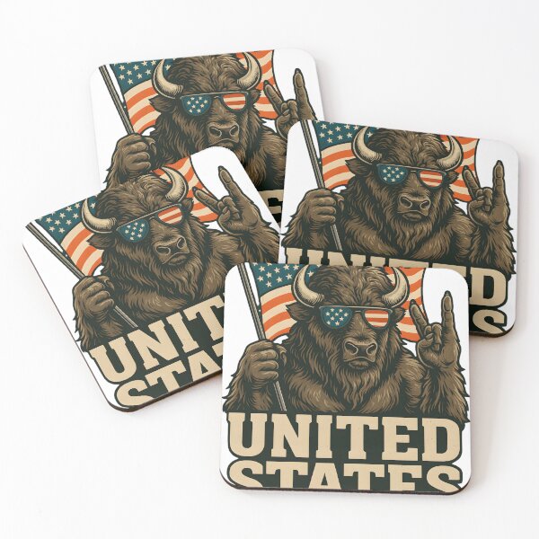 Item preview, Patriotic Bison – United States Rock Style Illustration designed and sold by DanielULaN Artworks.