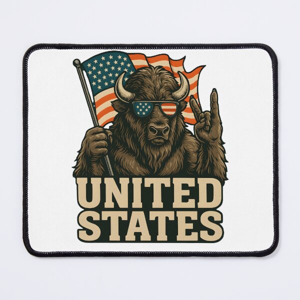 Item preview, Patriotic Bison – United States Rock Style Illustration designed and sold by DanielULaN Artworks.