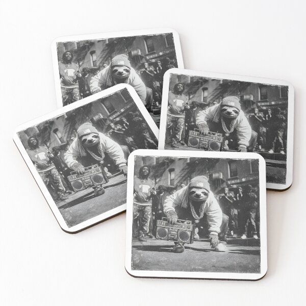 Item preview, Funny Ghetto Sloth Vintage Boombox Photography Print designed and sold by RockFireMerch.
