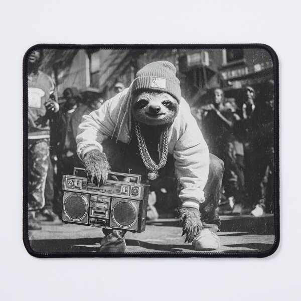 Item preview, Funny Ghetto Sloth Vintage Boombox Photography Print designed and sold by RockFireMerch.