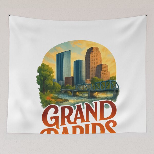 Item preview, Grand Rapids, Michigan USA – Riverfront Skyline designed and sold by Aryabek.