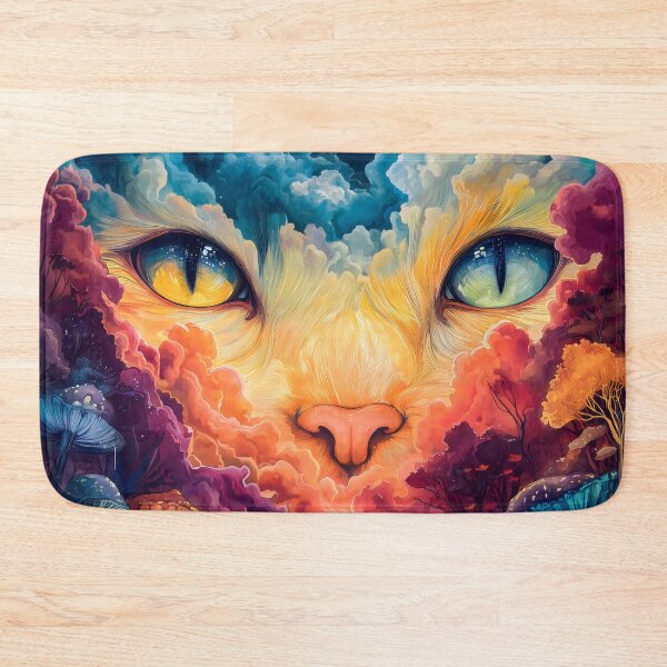 Item preview, Mystical Cat Cloudscape Psychedelic Art Print designed and sold by HarmonicDaze.