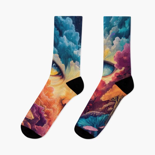 Item preview, Mystical Cat Cloudscape Psychedelic Art Print designed and sold by HarmonicDaze.